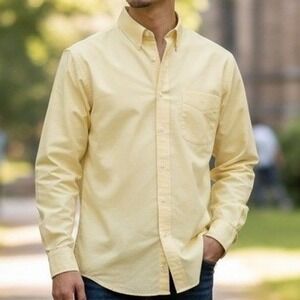 Geoffrey Beene Yellow Pinpoint Oxford 17 / 34-35 Wrinkle Free Button Up Shirt